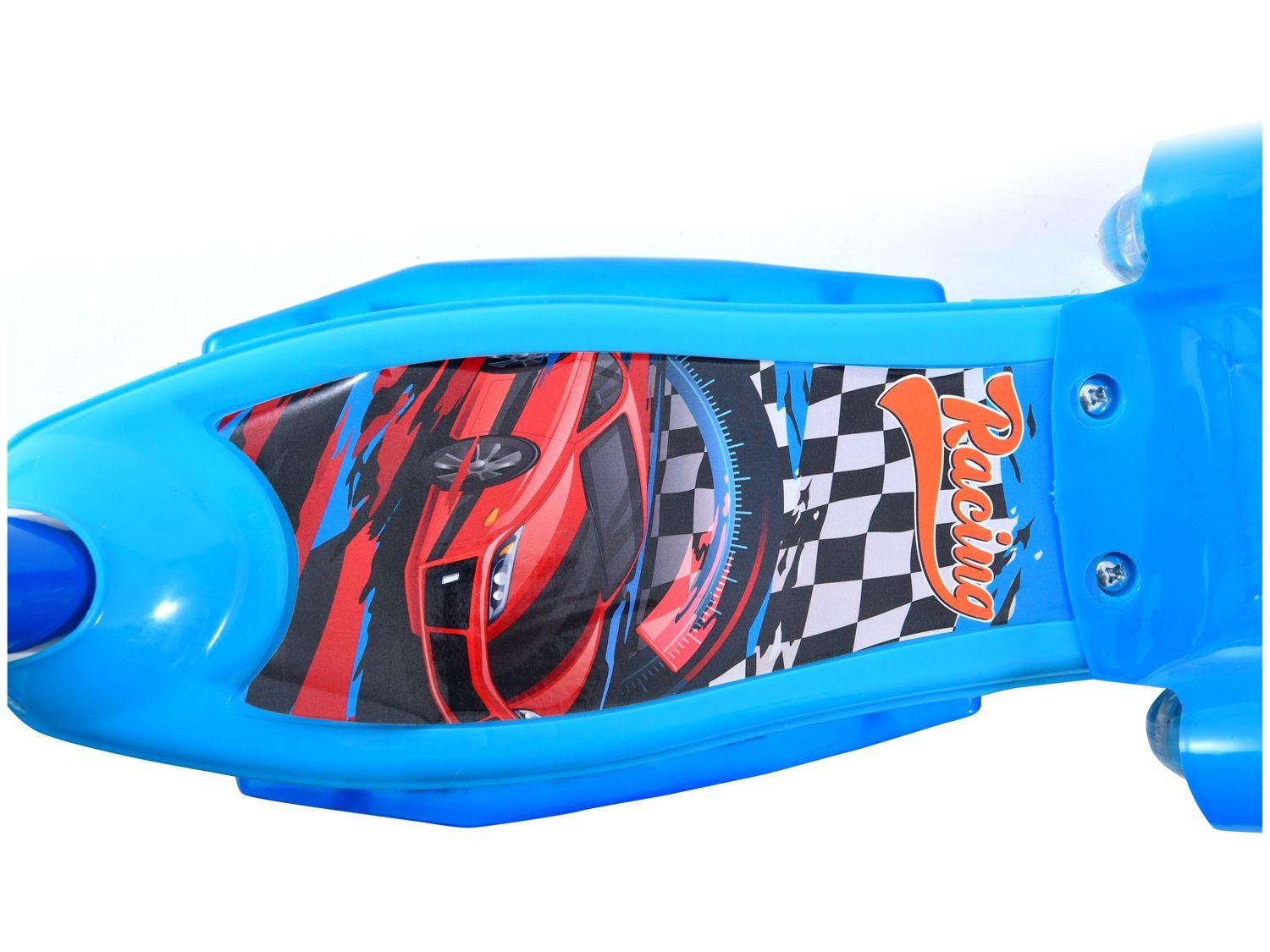 Patinete Infantil 3 Rodas Corrida Lulie Sport com LED com Cestinha