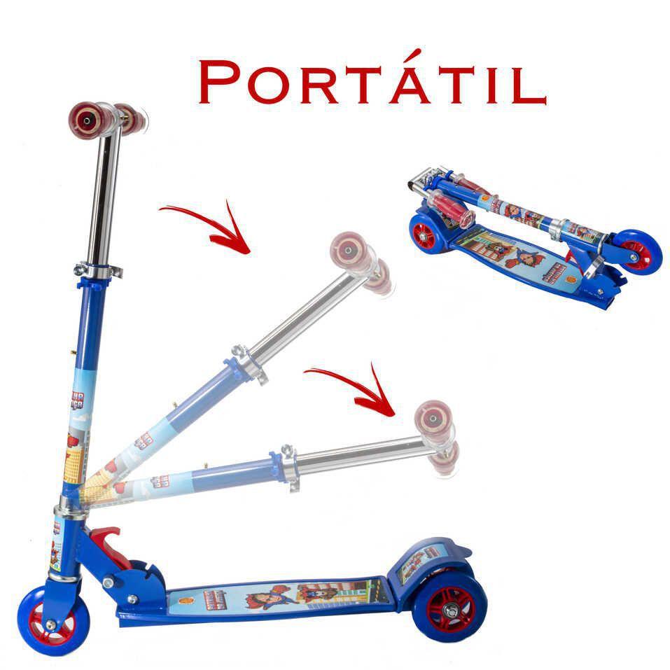 Patinete Infantil de Ferro Azul Dobrável Crianças 4 5 6 Anos - DM Toys ...