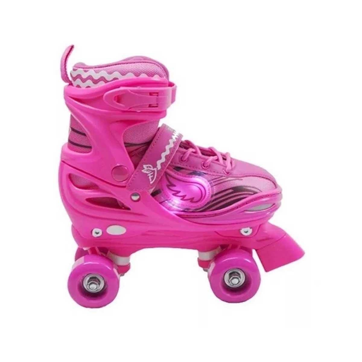 Patins 4 Rodas Ajustável Rosa Com Luz De Led Feminino 30/33 - Fenix ...