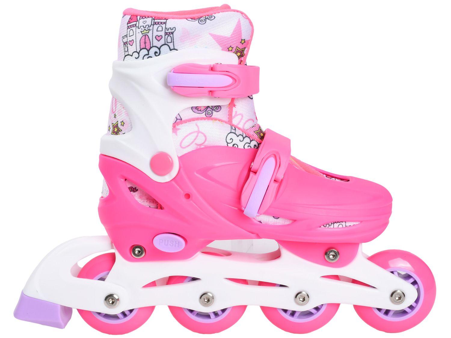 Patins in Line Infantil Princess Lulie Sport ML005 Rosa com Acessórios