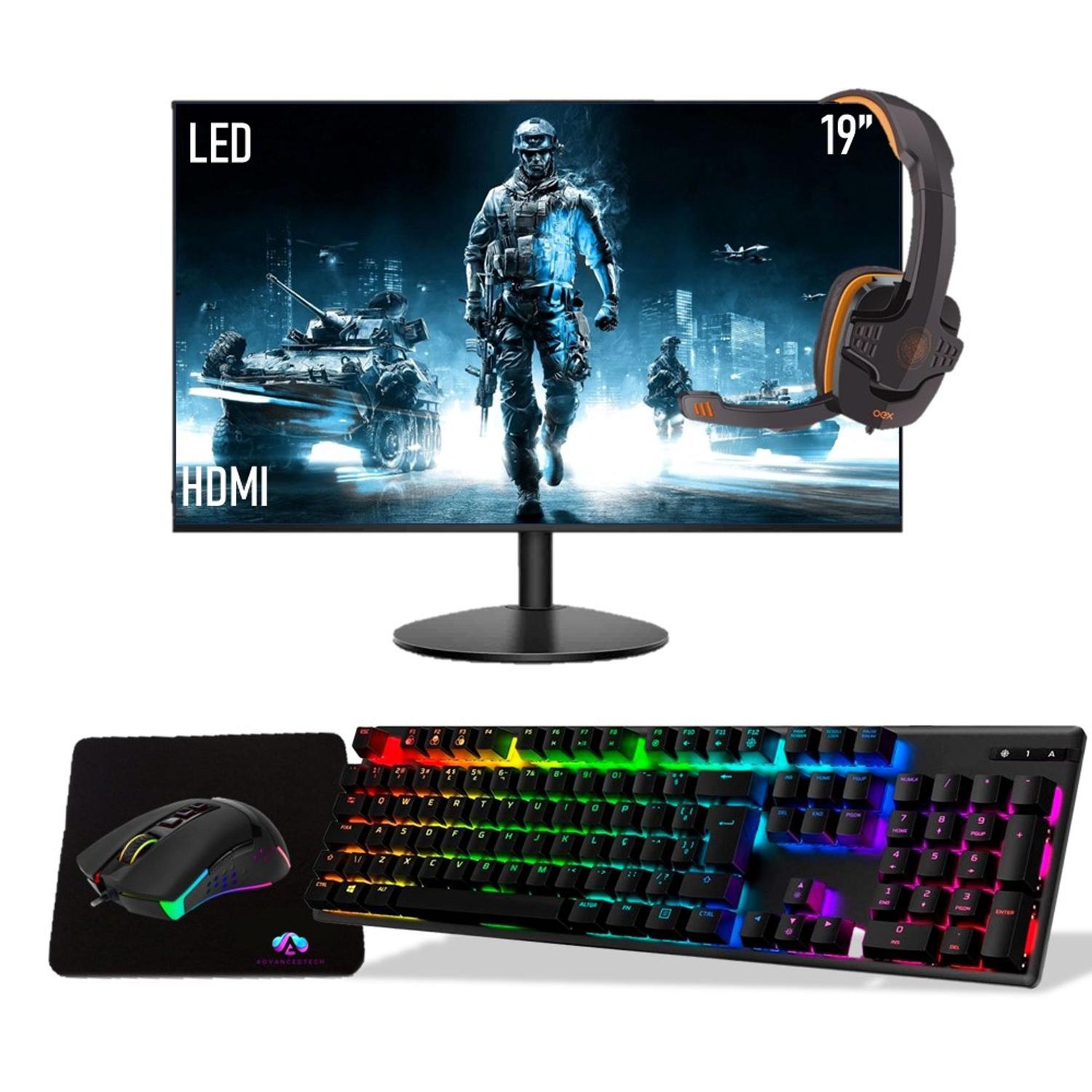 Kit Pc Gamer I7 480gb Placa De Vídeo + Monitor + Combo Game