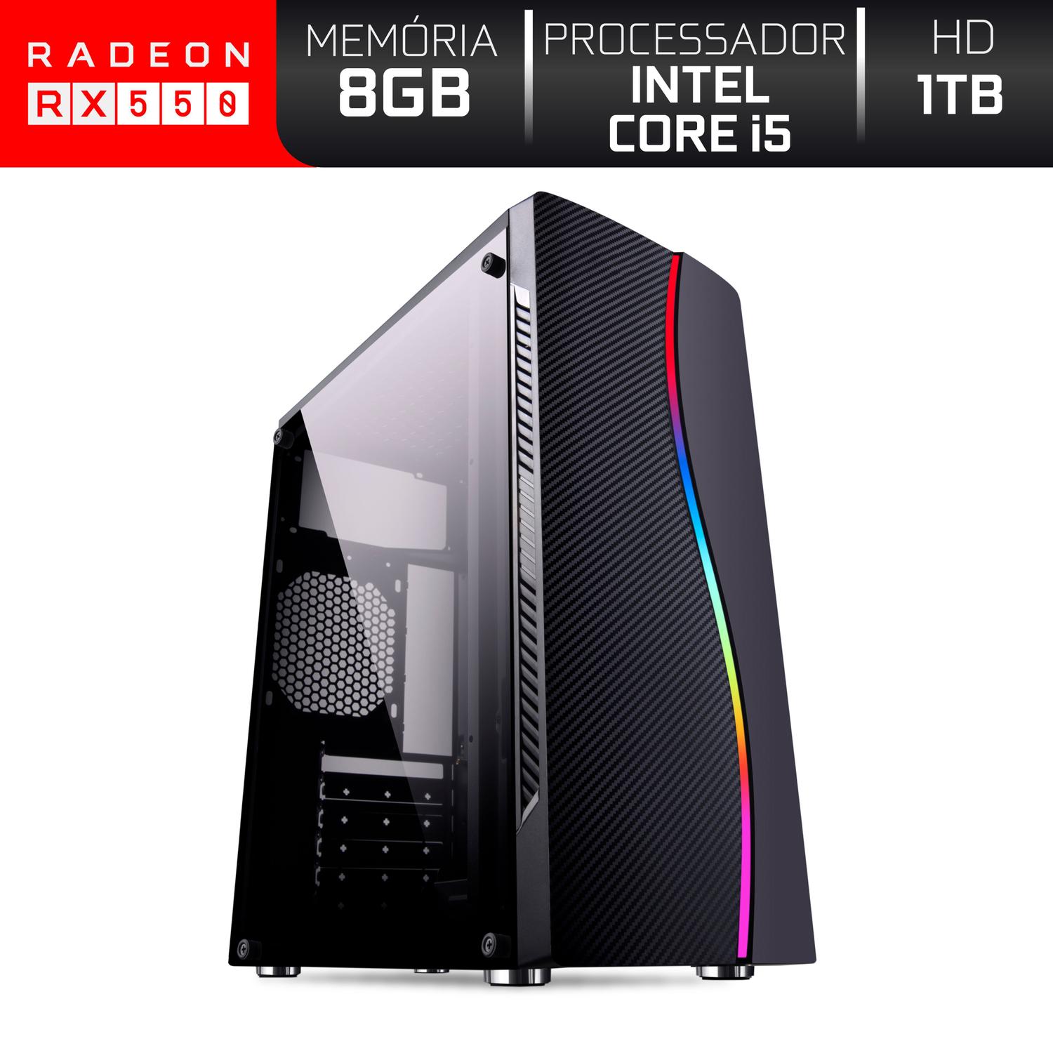 PC Gamer Intel Core i5 RAM 8GB HD 1TB (Radeon RX 550 4GB) 500W 