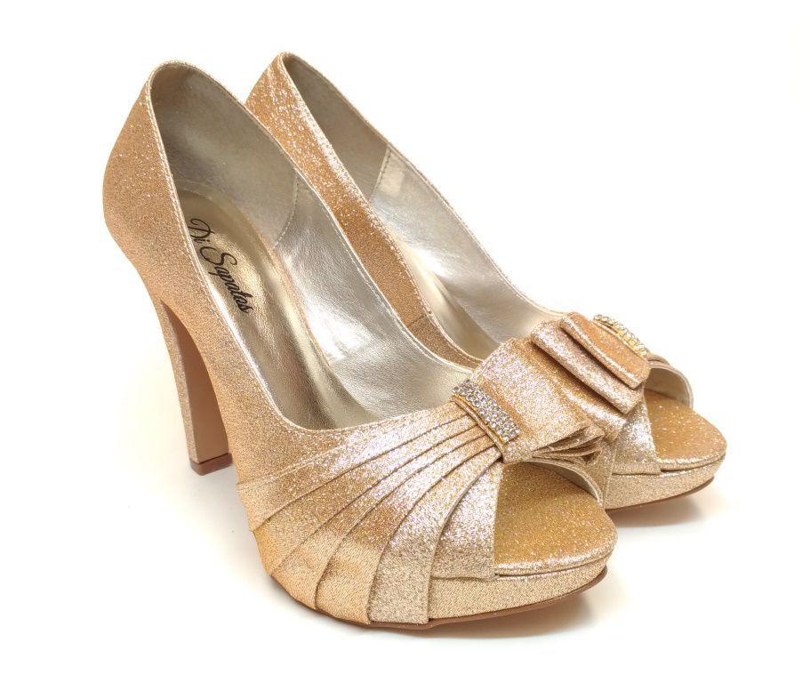 Peep toe festa 2120 dourado - Senhorella - Peep Toe - Magazine Luiza