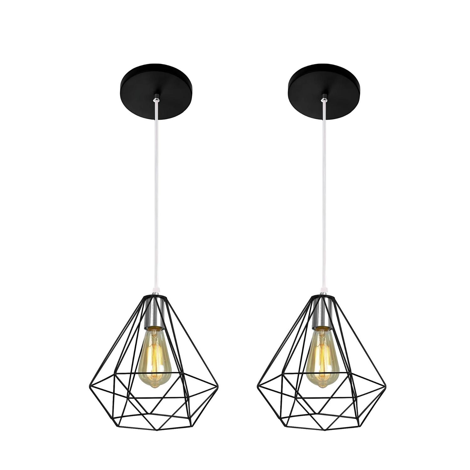 Imagem de Pendentes Luminárias de Teto Modelo Aramado Diamante (Preto)