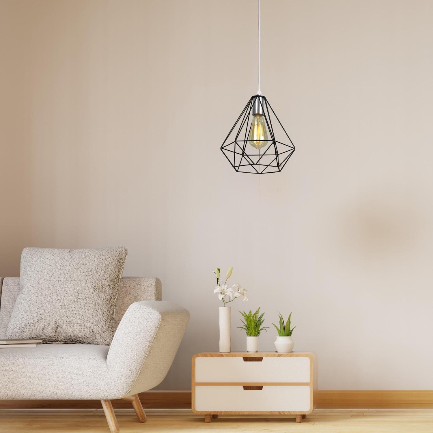 Imagem de Pendentes Luminárias de Teto Modelo Aramado Diamante (Preto)