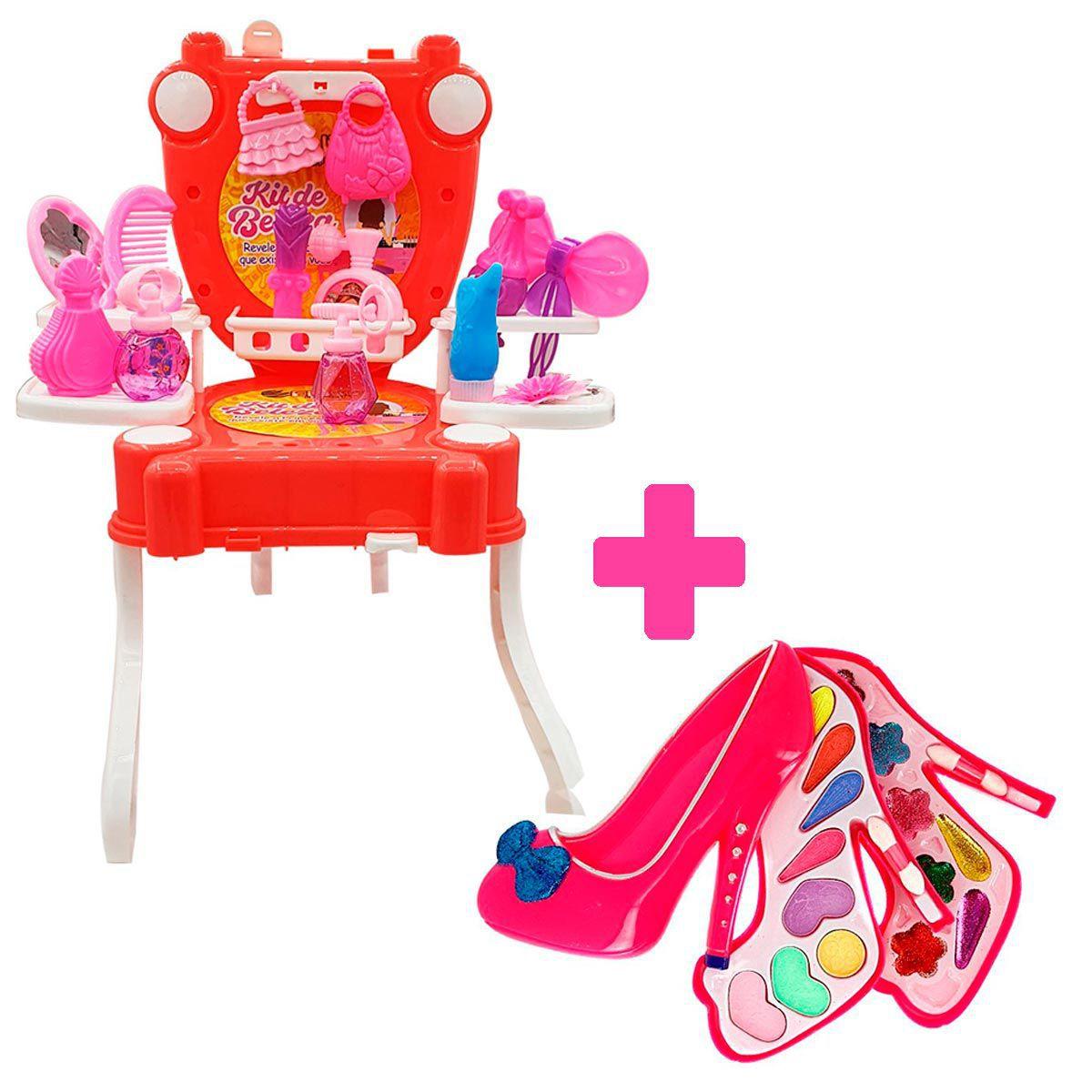 Penteadeira Maleta Infantil Menina Rosa 2em1 + Kit - Toy Brow - Penteadeira Brinquedo - Magazine Luiza