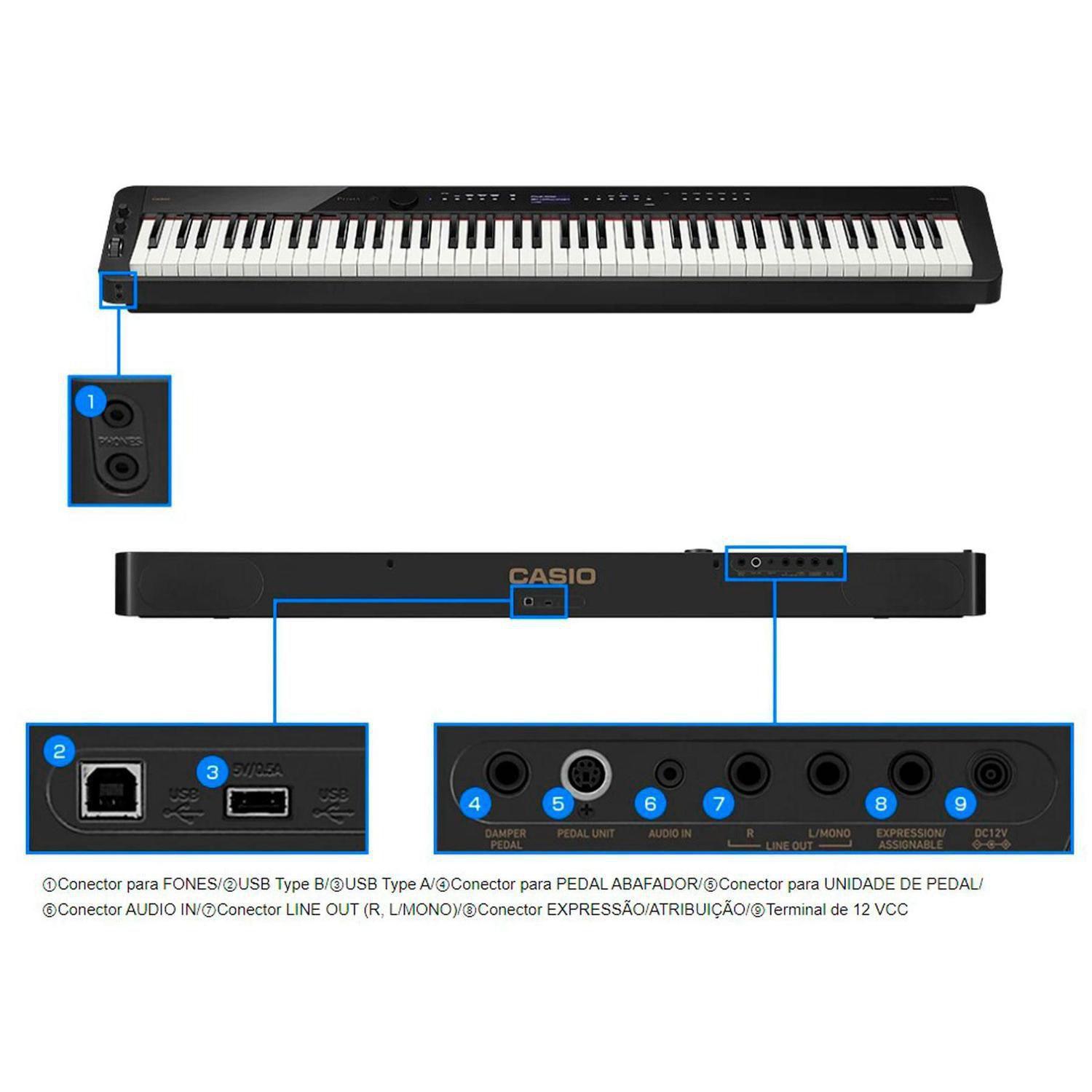 Piano Digital Casio Privia PX-S3100 Preto 88 Teclas PXS3100