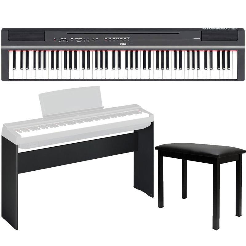Piano Digital Yamaha P125 Preto + Estante L125 + Banco Piano