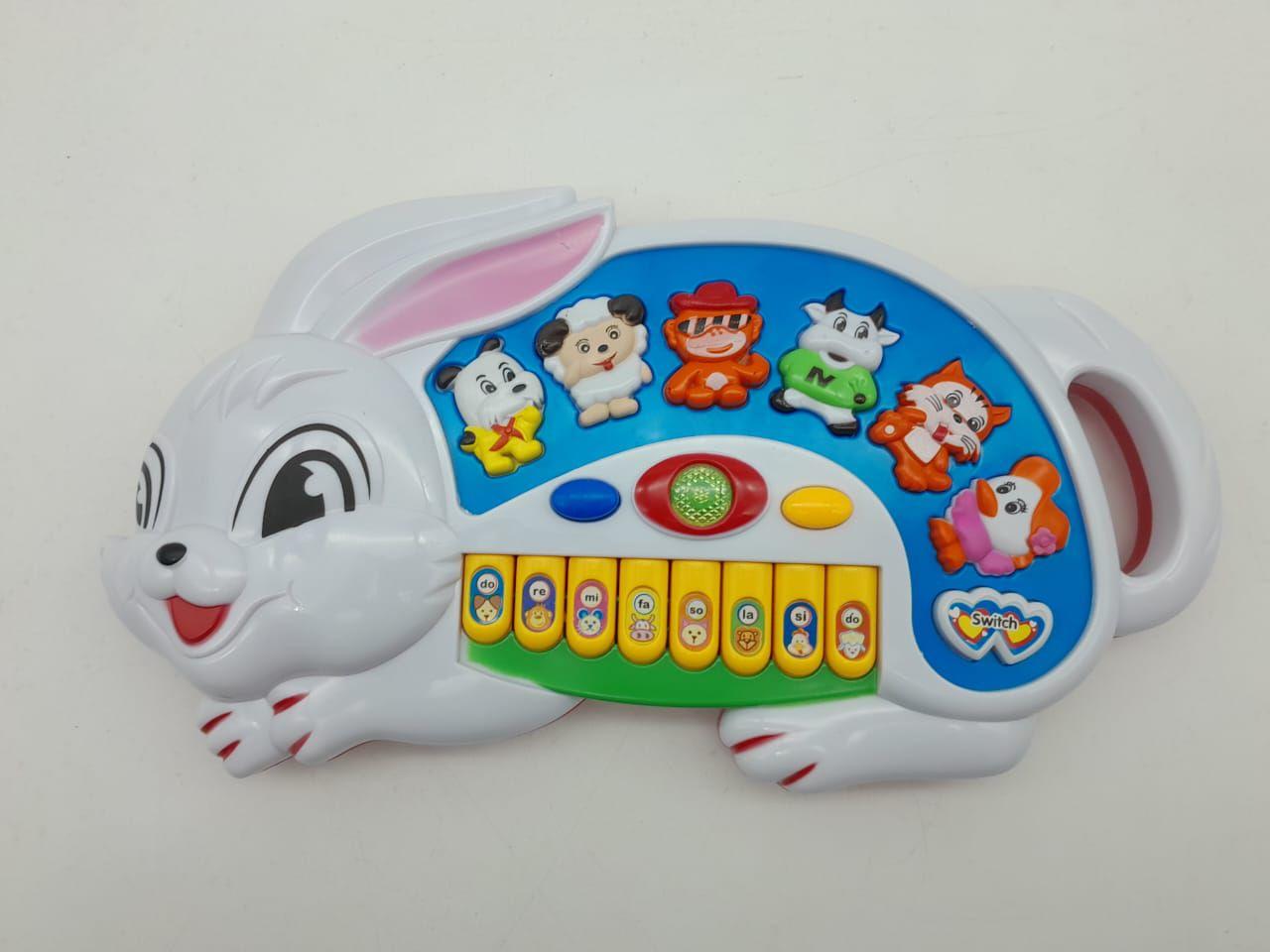 Piano Teclado Animal Brinquedo Infantil Sons Fazenda Sitio - BRANCO