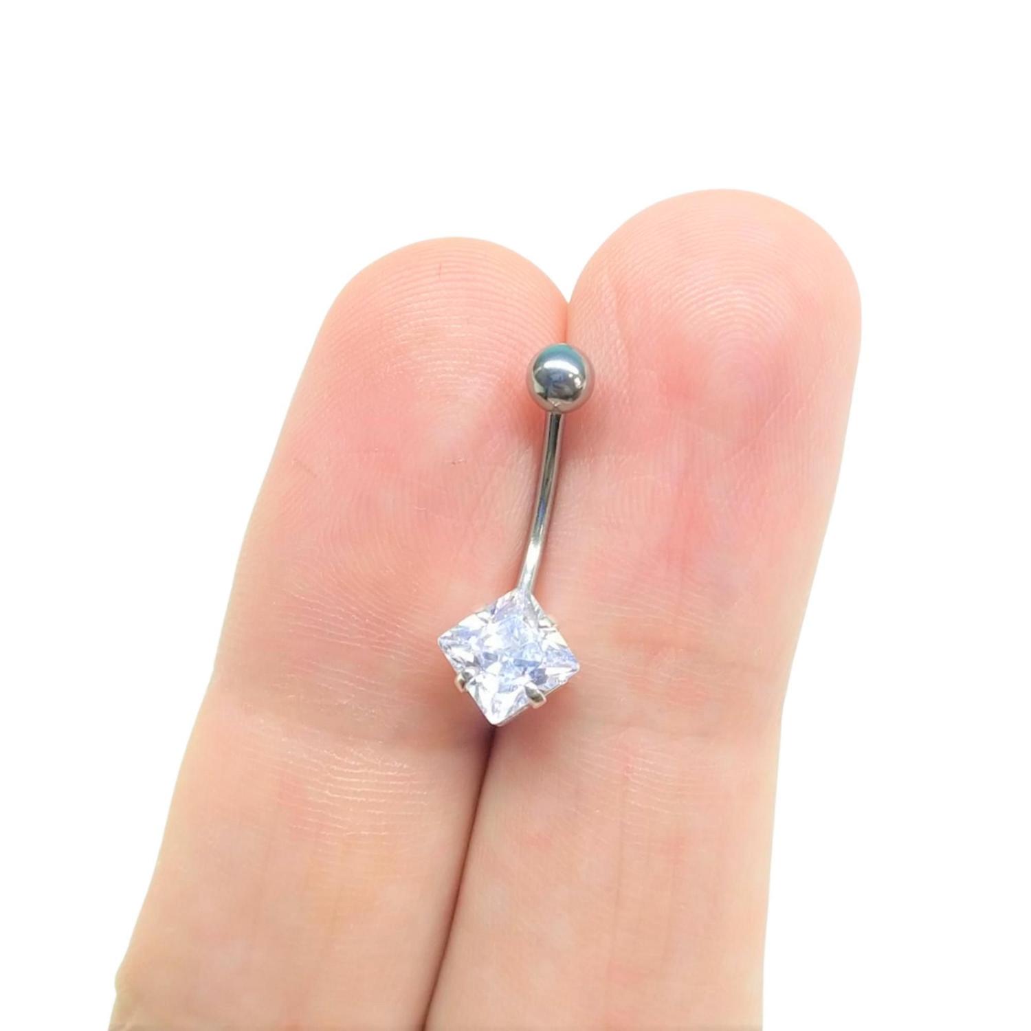 Piercing Prata 925 Umbigo Estrela Zircônia Aço