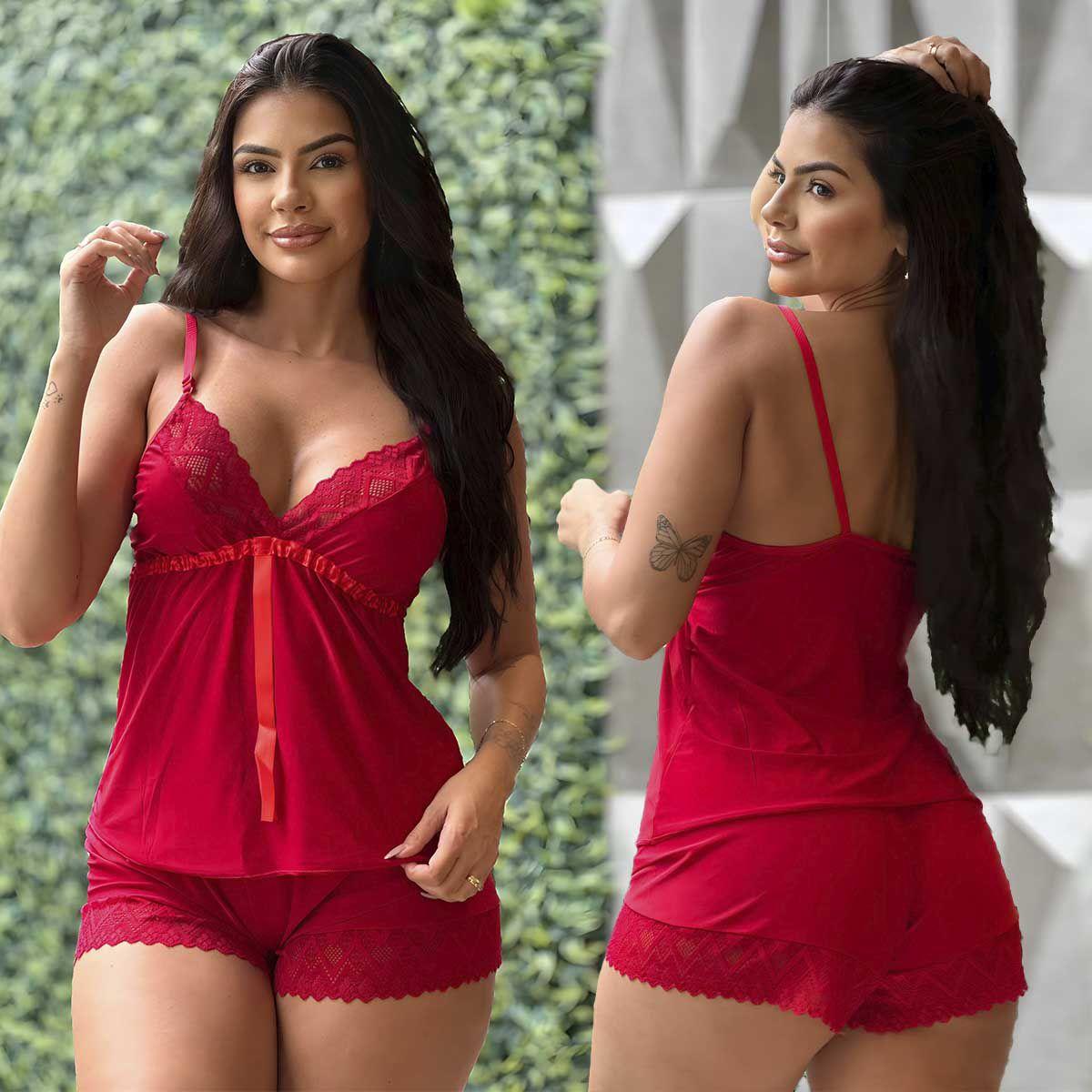 Pijama De Dormir Sexy Shorts Doll Linha Luxo Sensual Rendado Like4you Baby Doll Short Doll Magazine Luiza