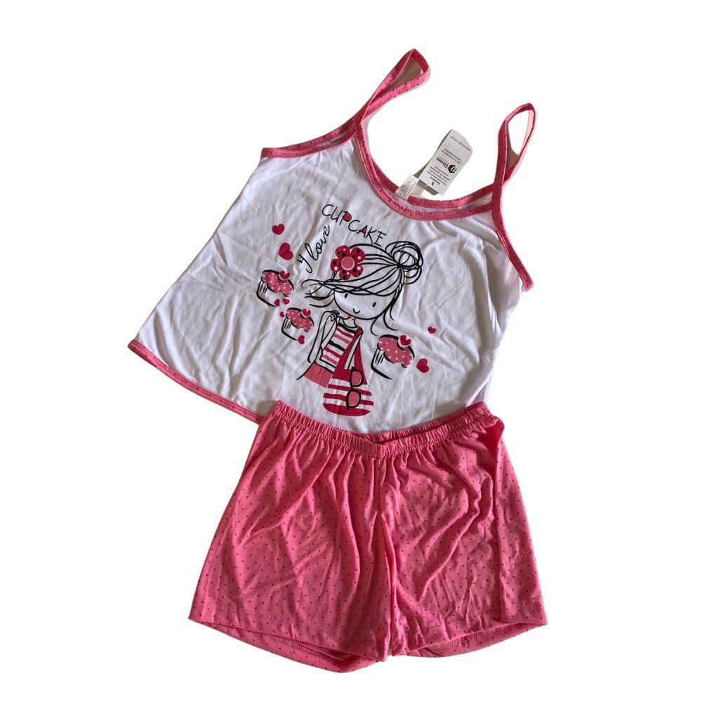 Pijama Feminino Conjunto De Calor Short Doll Curto E Blusa Manga Curta Com  Estampa - Dione - Pijama Feminino - Magazine Luiza