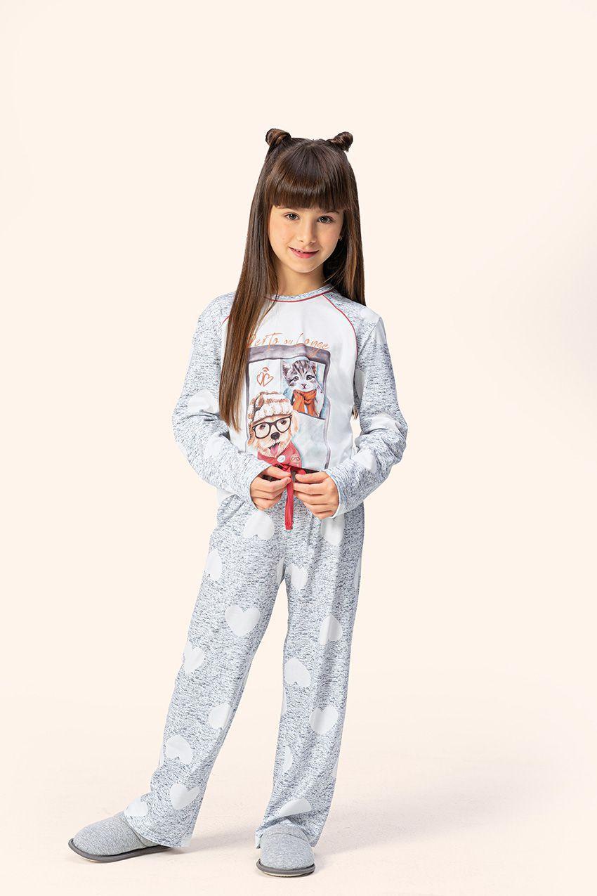 Pijama Feminino infantil Juvenil Lua Encantada Manga Longa com Calça Love  em Algodão 11100052-53 - Pijama Infantil - Magazine Luiza