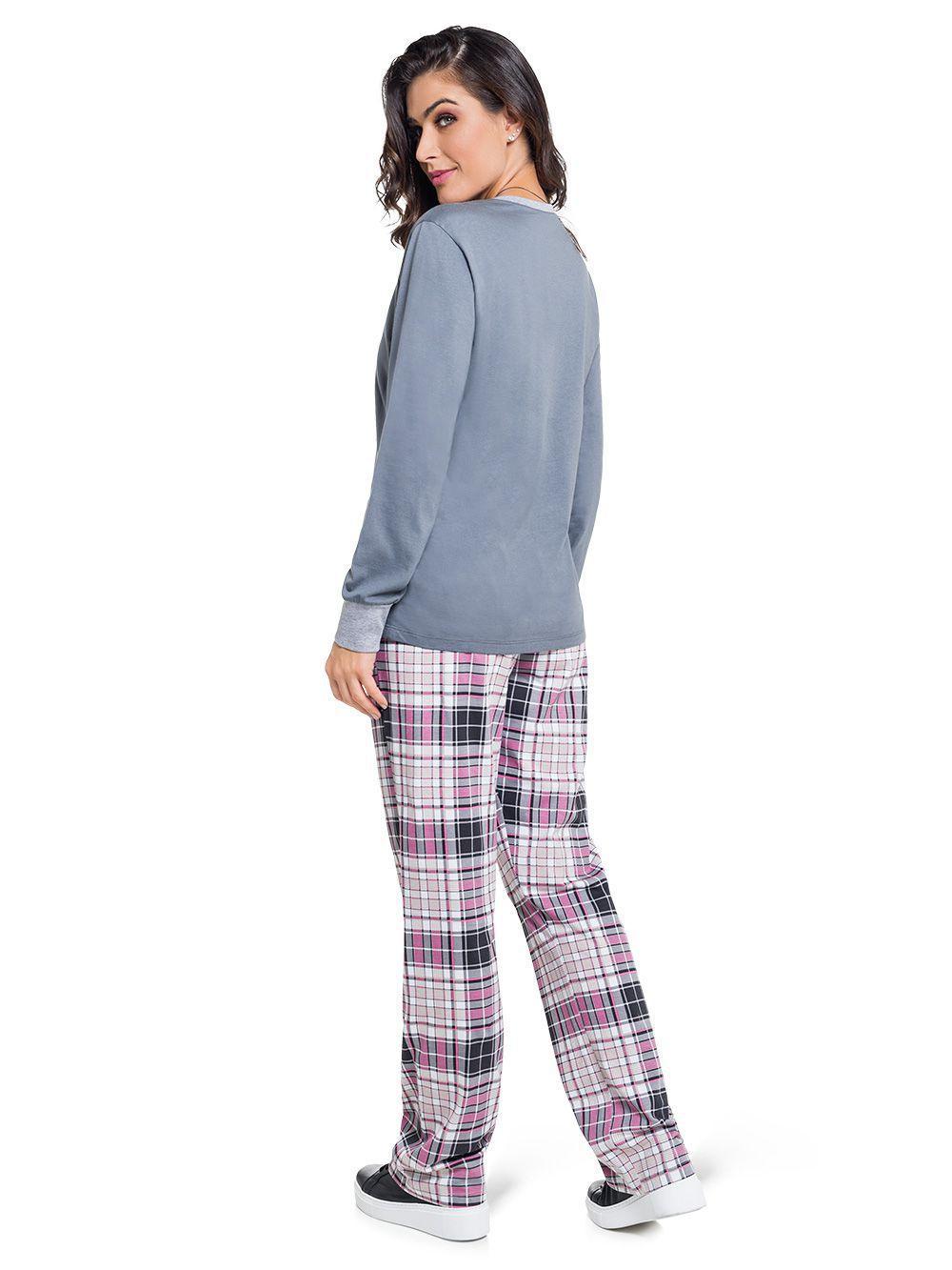 Pijama feminino inverno calca xadrez Clearance