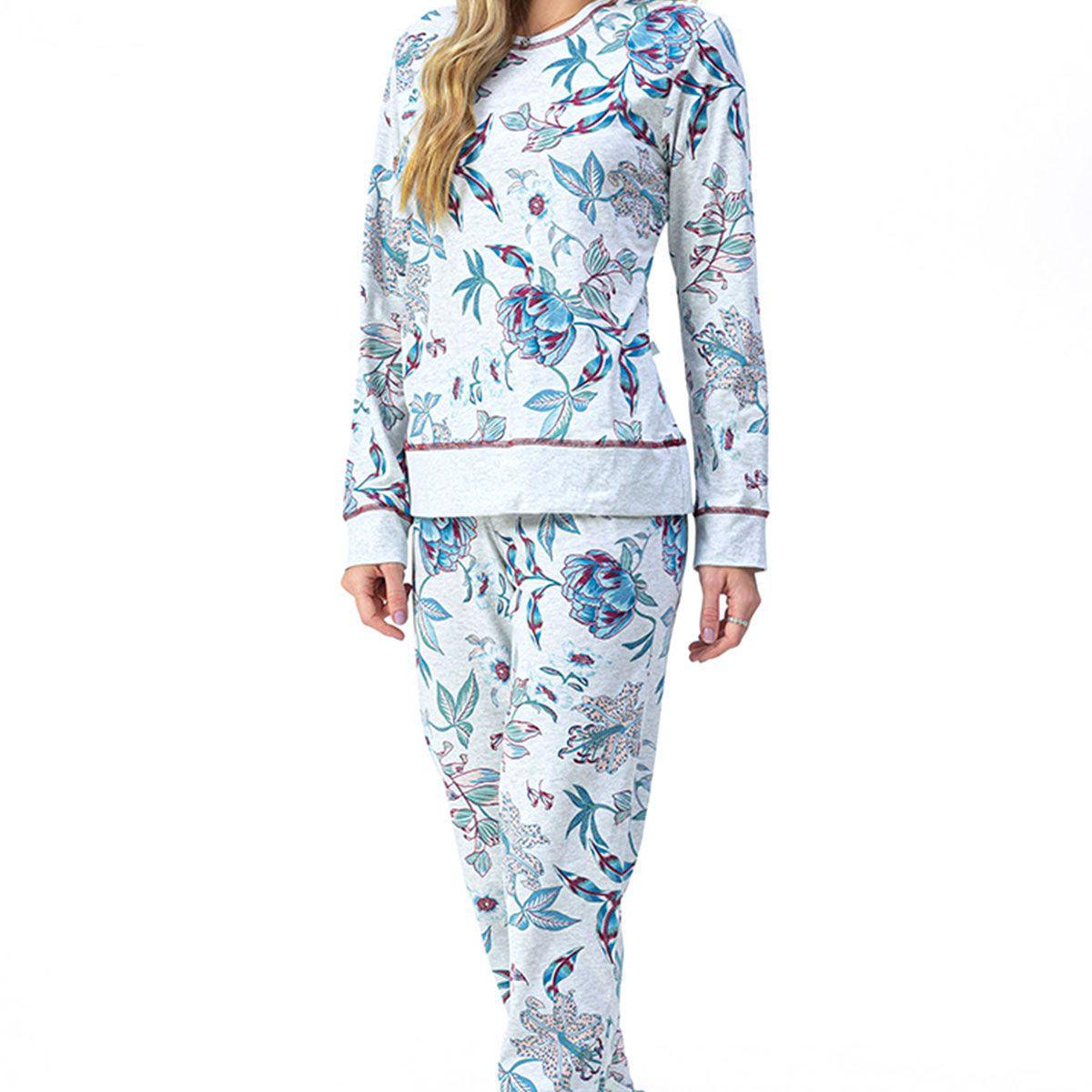 Pijama Longo Pug com Punho Holla Azul