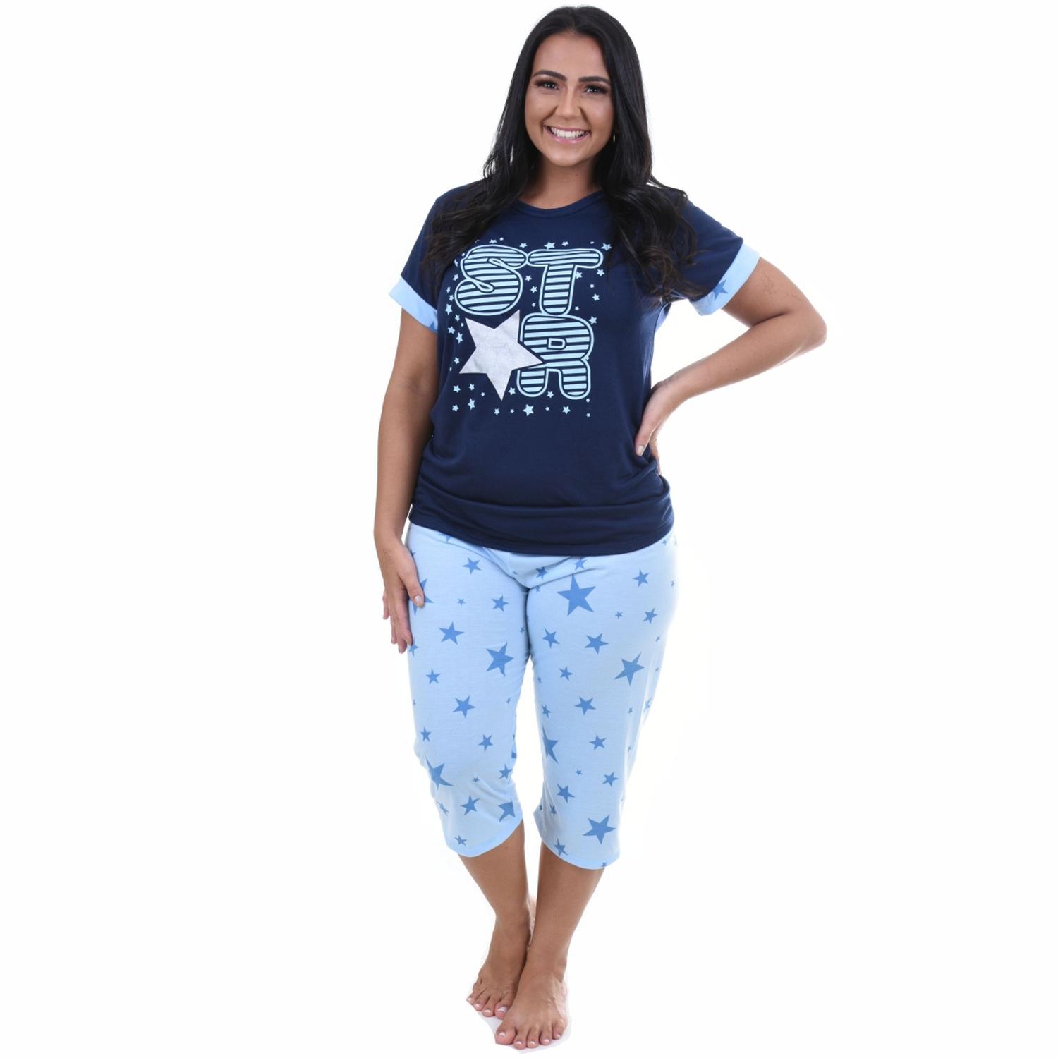 Feminino Calça Capri Pijama CalÃ§a Pescador Pijama Feminino Manga