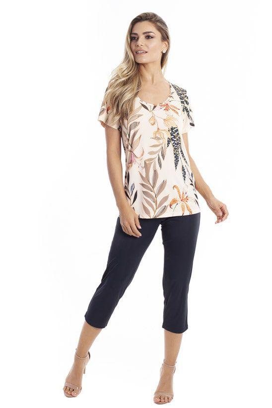 Pijama Feminino Paulienne com Calça Capri e Blusa Manga Curta 05363  Orquídea - Pijama Feminino - Magazine Luiza