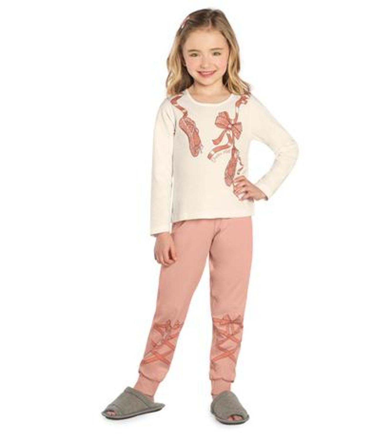 Pijama Infantil Feminino Bailarina Kids Bege - Rovitex Kids - Pijama  Infantil - Magazine Luiza