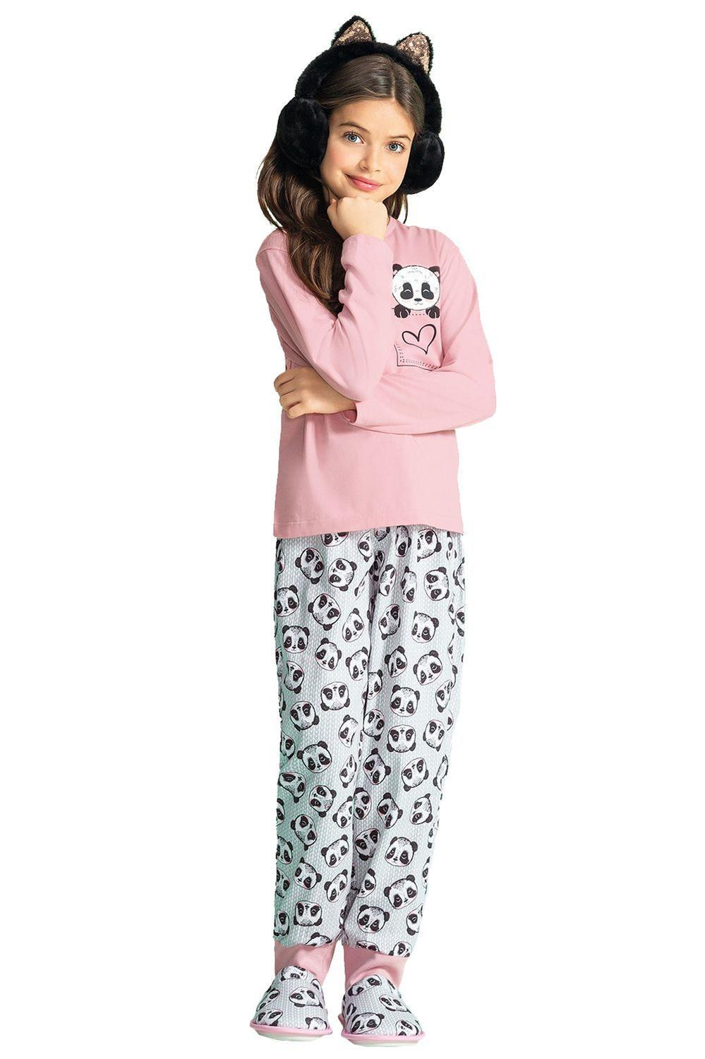Pijama Infantil Feminino Lua Encantada Inverno Longo Panda - Pijama Infantil  - Magazine Luiza