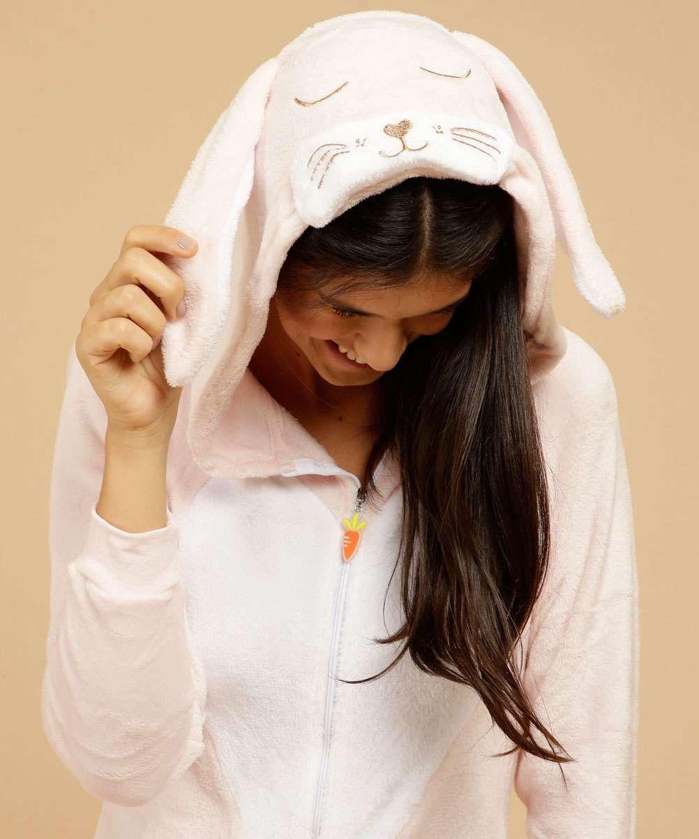Pijama Macacão Fleece Capuz Coelho Manga Longa Marisa - Pijama Feminino -  Magazine Luiza