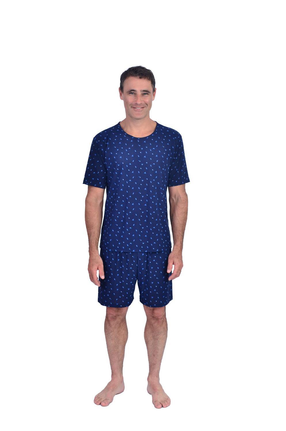 Pijama masculino em seda legítima, roupas de dormir em seda azul escuro e  cetim, 100% / Pijamas masculinos