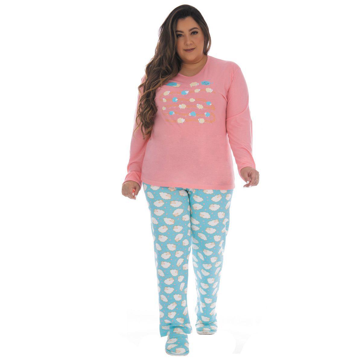 Pijama PLUS SIZE feminino de inverno PV especial Victory - Pijama Plus ...
