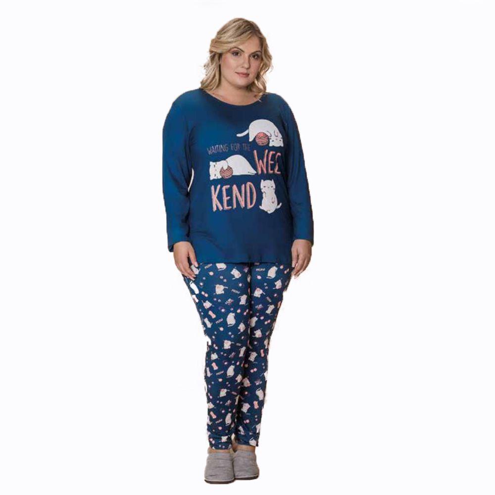 Pijama Danka Feminino Garfield Marinho Adulto - 8618