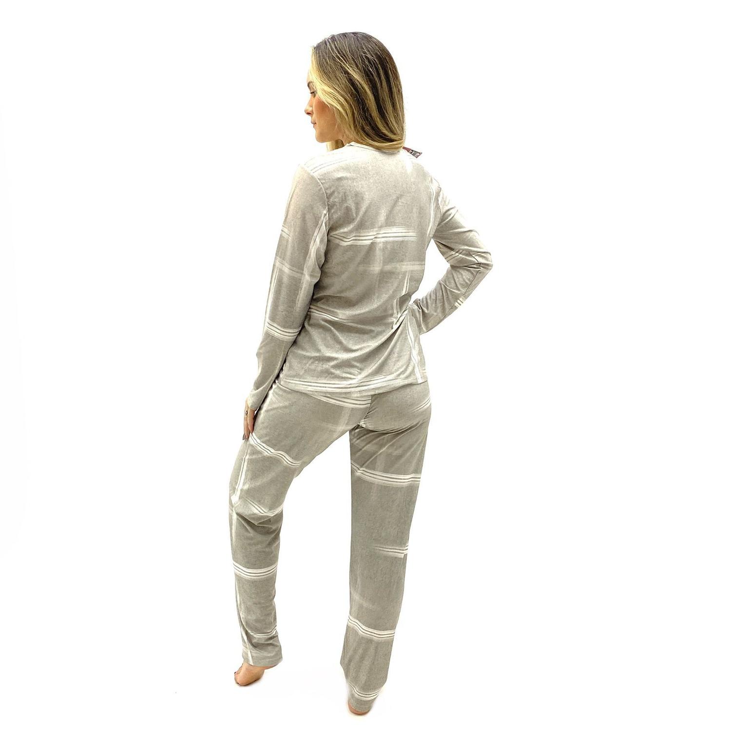 Pijama adulto de inverno feminino moletinho flanelado P ao GG no Shoptime