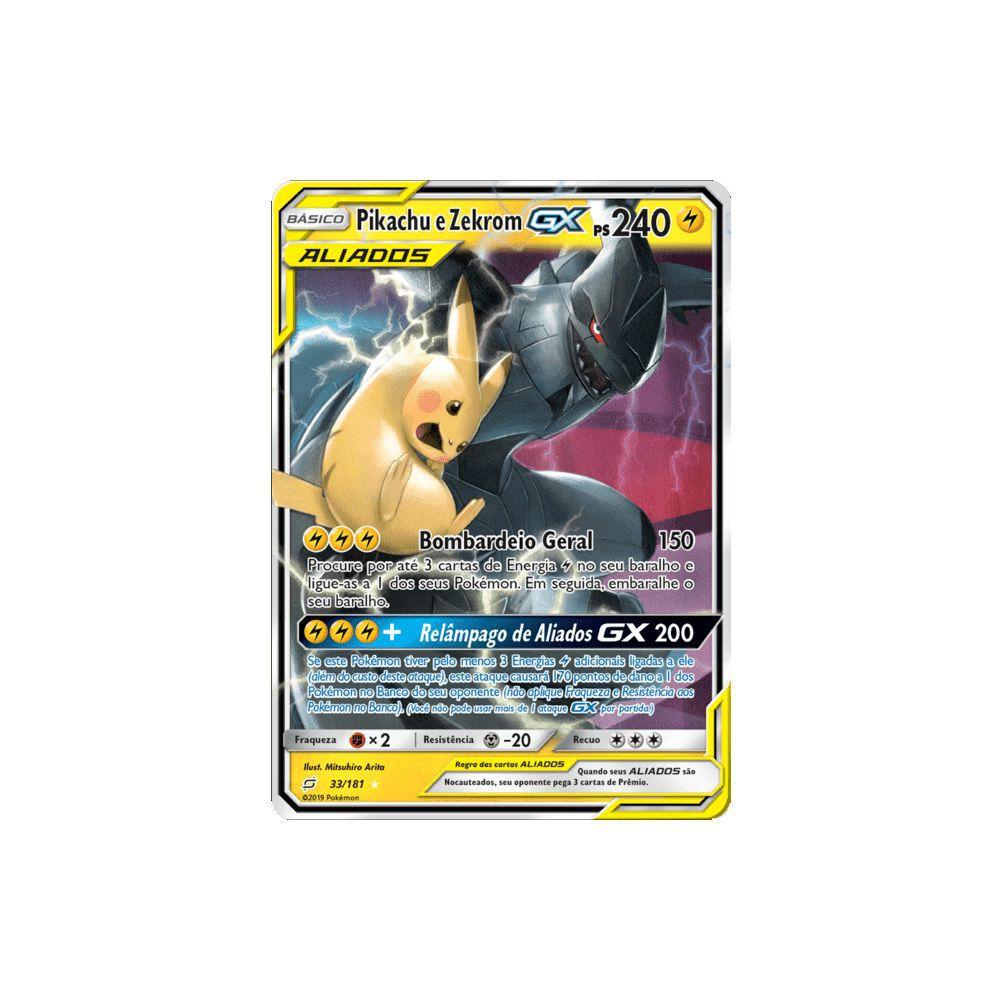 Pikachu E Zekrom GX Pokémon Carta Em Português 33/181, Magalu Empresas