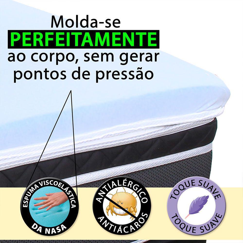 Pillow Top Casal Espuma Da Nasa Viscoelástico Extra Conforto Maciez 4cm