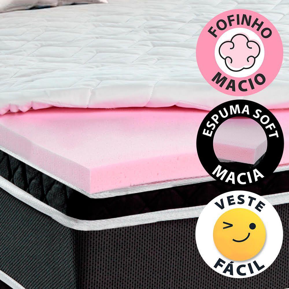 Pillow Top De Espuma Soft com Capa Percal E Zíper Solteirão BF