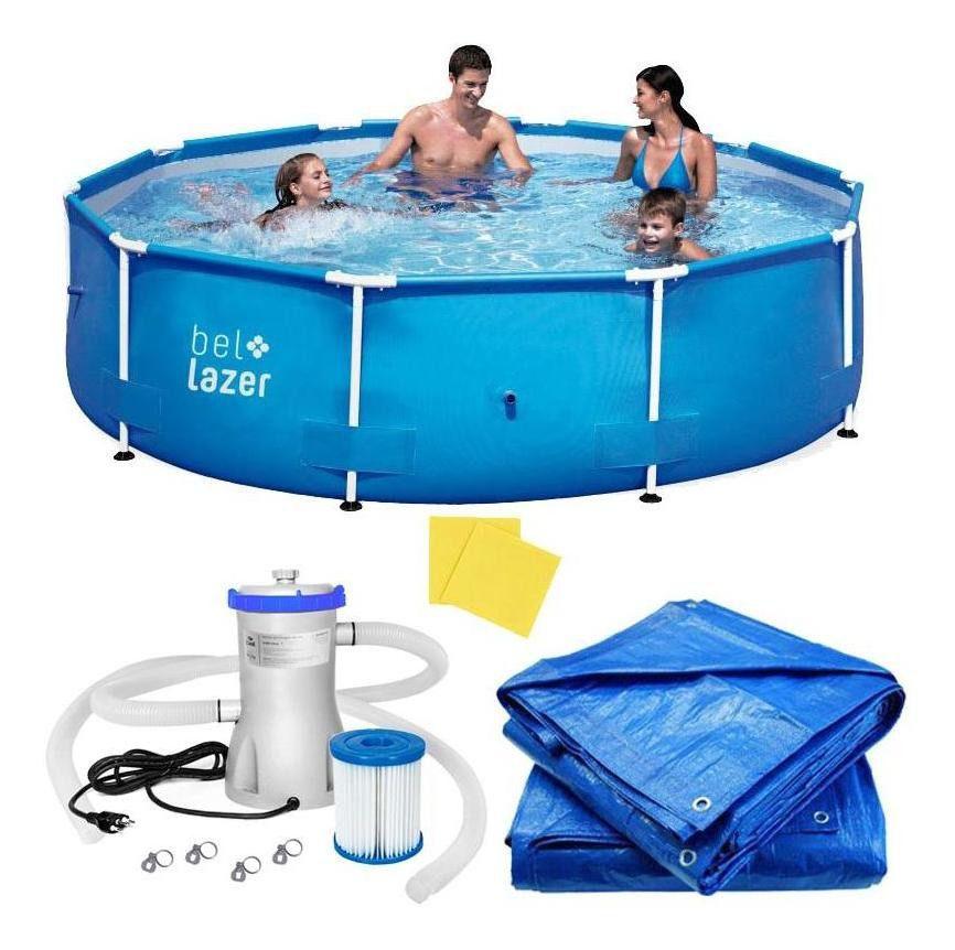 Piscina de Armação 10.000 Litros com Filtro, Lona e Capa Bel 510200 ...
