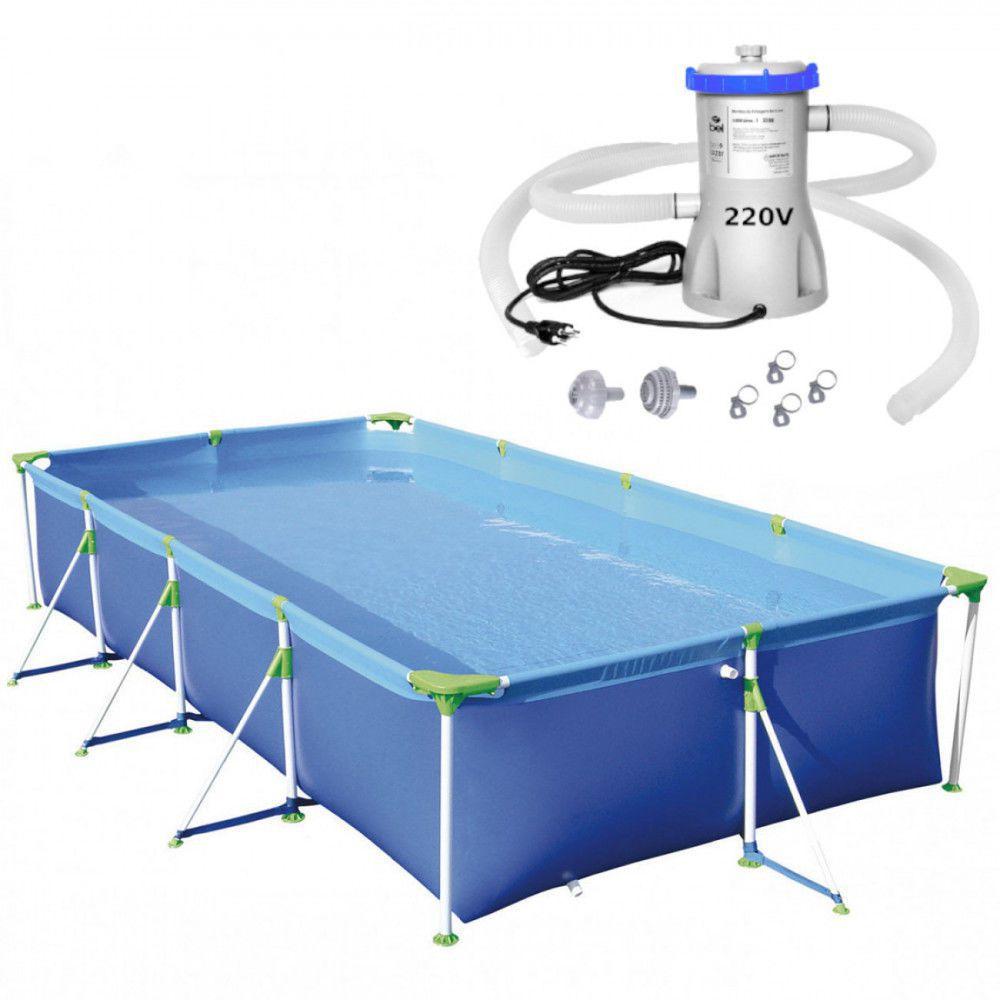 Piscina Retangular 5000 L Premium Mor + Filtro 220v Vazao 3028 L/H