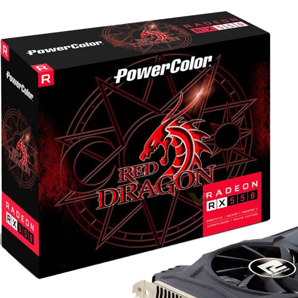 Placa de Vídeo PowerColor AMD Radeon RX 550 Red Dragon 2GB GDDR5 PCI-E ...