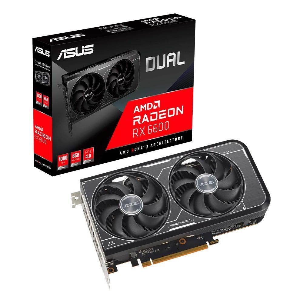 Placa de Vídeo RX 6600 8G-V3 Dual ASUS AMD Radeon, 8GB GDDR6 Placa de Vídeo RX 6600 8G-V3 Dual ASUS AMD Radeon, 8GB GDDR6