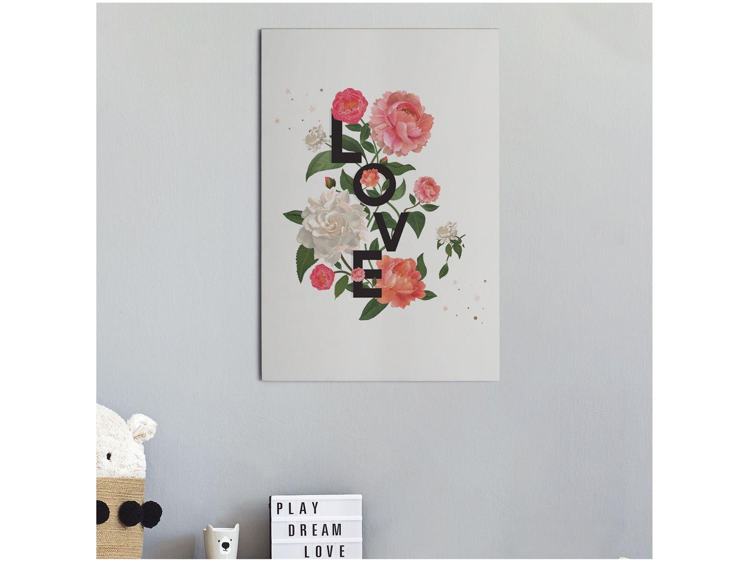 Placa Decorativa MDF Love Flowers 30x44cm