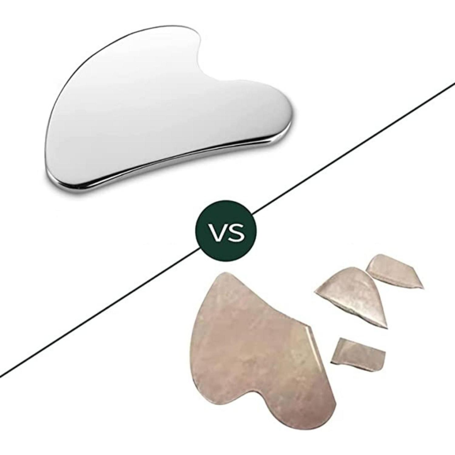 Imagem de Placa Gua Sha Massagem Facial Pedra Anti Ruga Em Aço Inox Skin Care