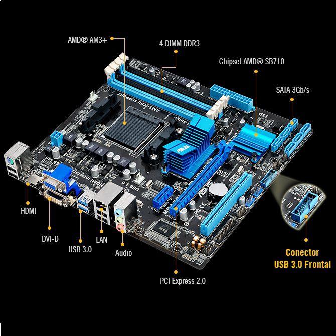 Placa Mãe Asus M5A78LM PLUS/USB3 mATX AMD AM3 DDR3 HDMI DVI VGA USB 3.0 90MB0RB0M0EAY0
