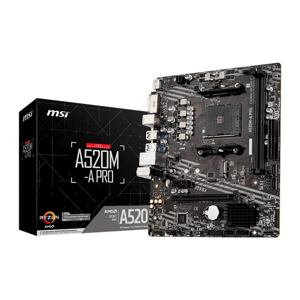 Placa Mae Msi A520m a Pro Amd Am4 Matx Ddr4 Preto A520m a Pro