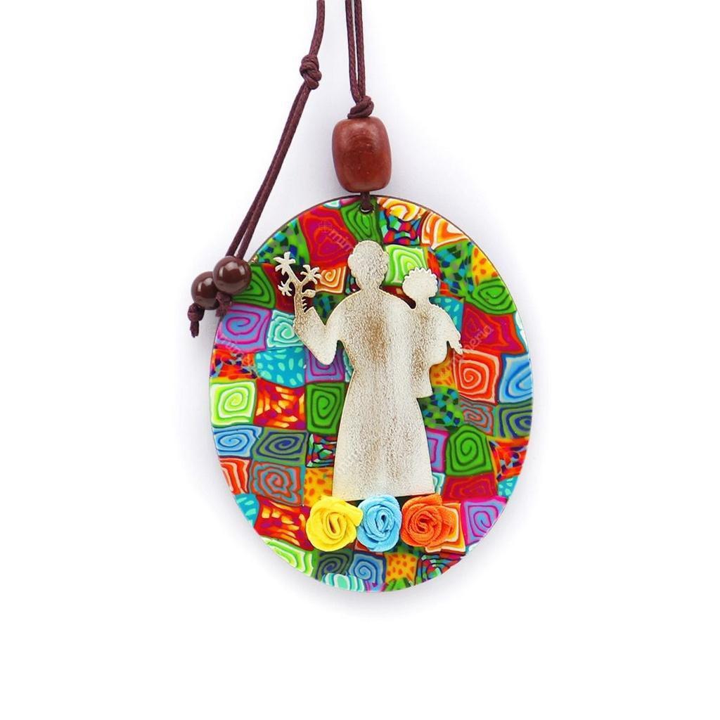 Placa Oval Santo Antonio Colorido Com Flor Medio Transformate No Magalu Magazine Luiza