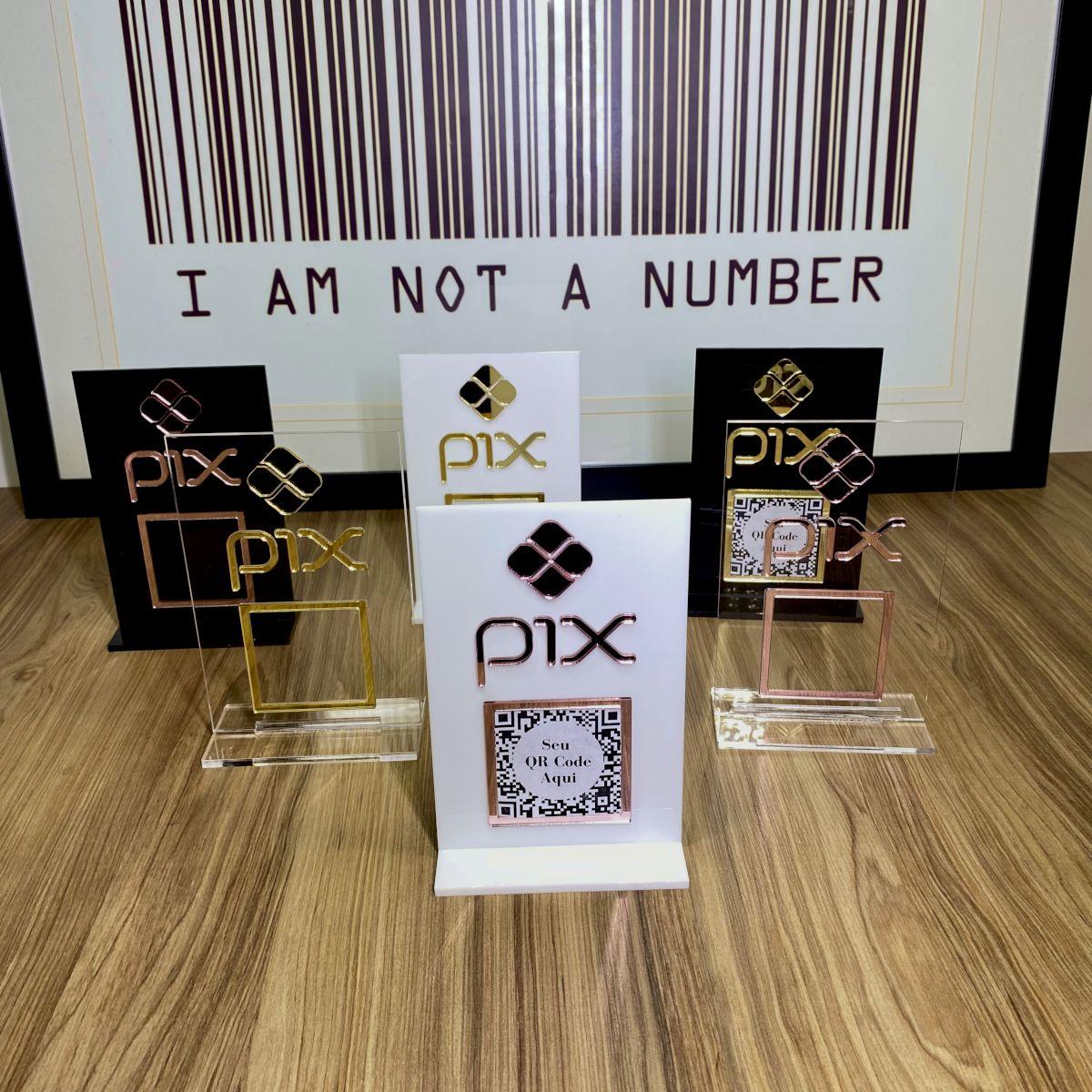Imagem de Placa Pix Pagamento QrCode De Mesa Balcão c/ base - Acrílico