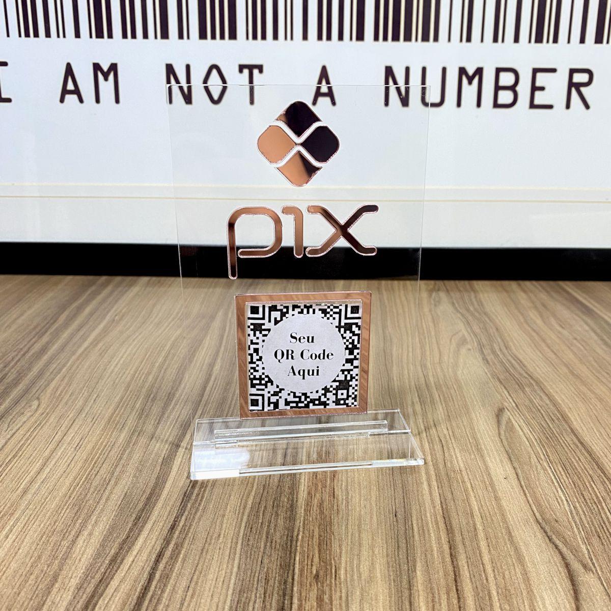 Imagem de Placa Pix Pagamento QrCode De Mesa Balcão c/ base - Acrílico
