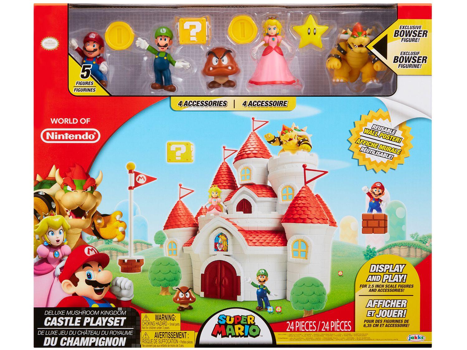 Playset Super Mario Castelo da Princesa Peach Candide 24 Peças Playsets Magazine Luiza