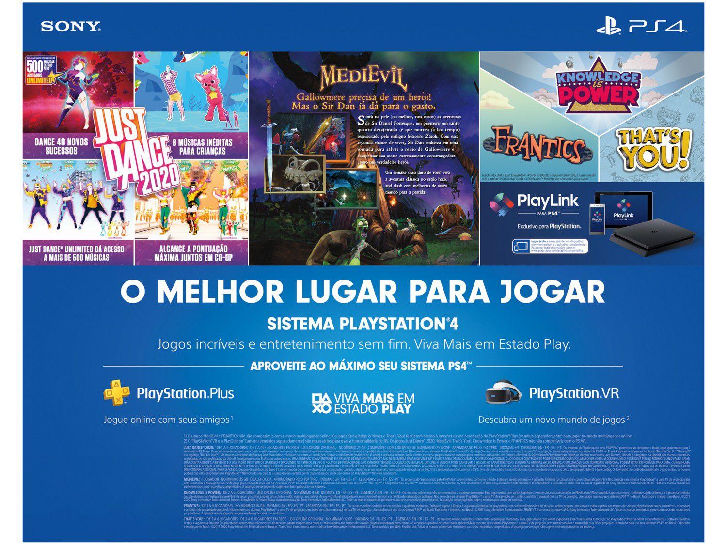 PlayStation 4 Bundle V11 1TB 1 Controle Sony com 5 Jogos PS Plus 3