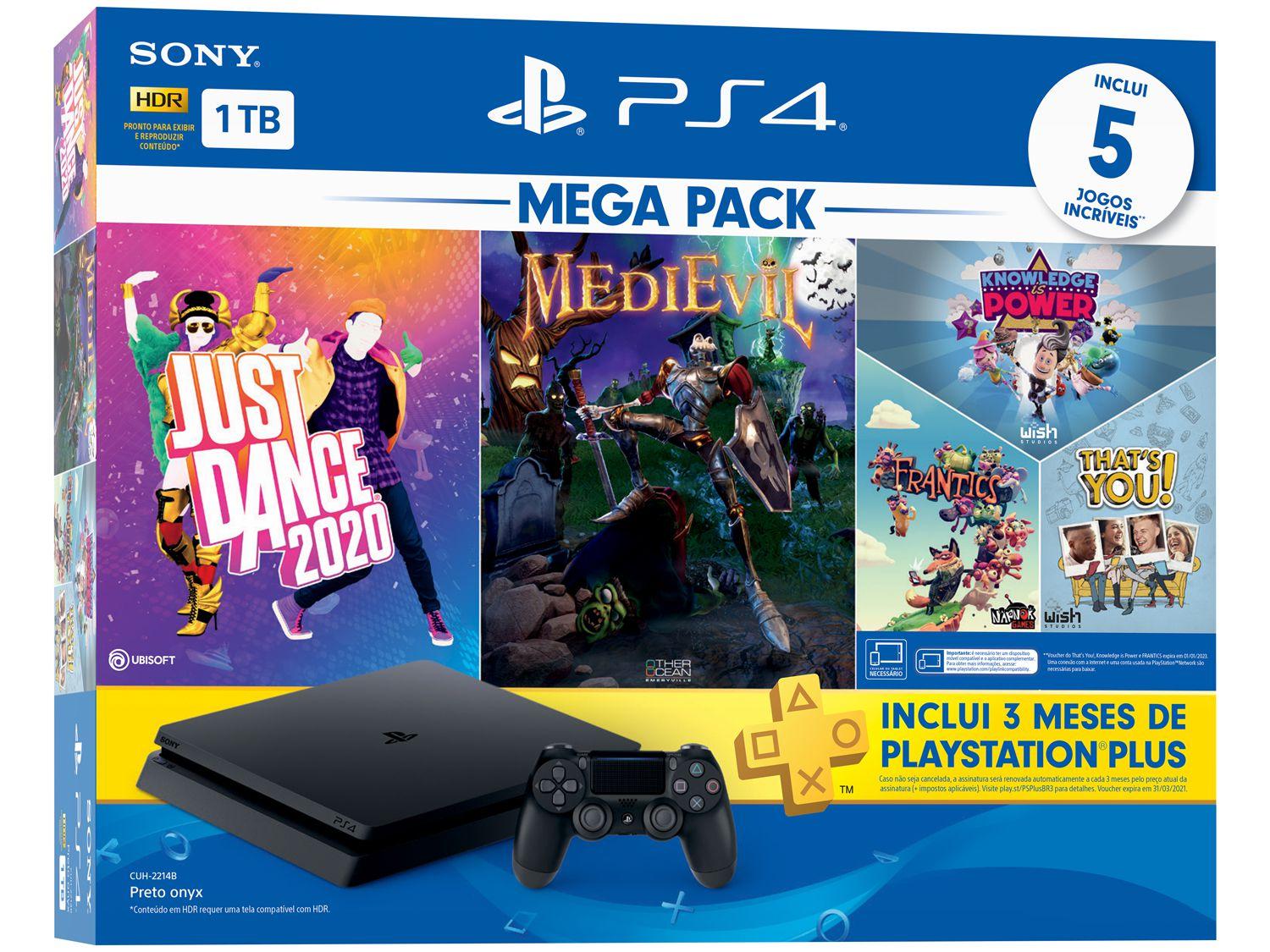 PlayStation 4 Bundle V11 1TB 1 Controle Sony com 5 Jogos PS Plus 3