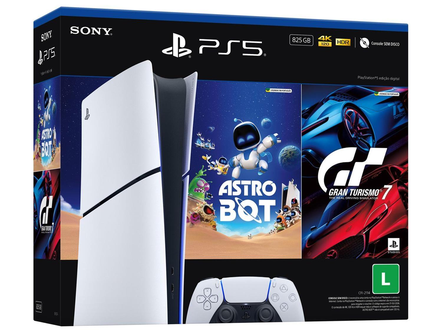 PlayStation 5 Edição Digital 825GB 1 Controle Branco Sony com 2