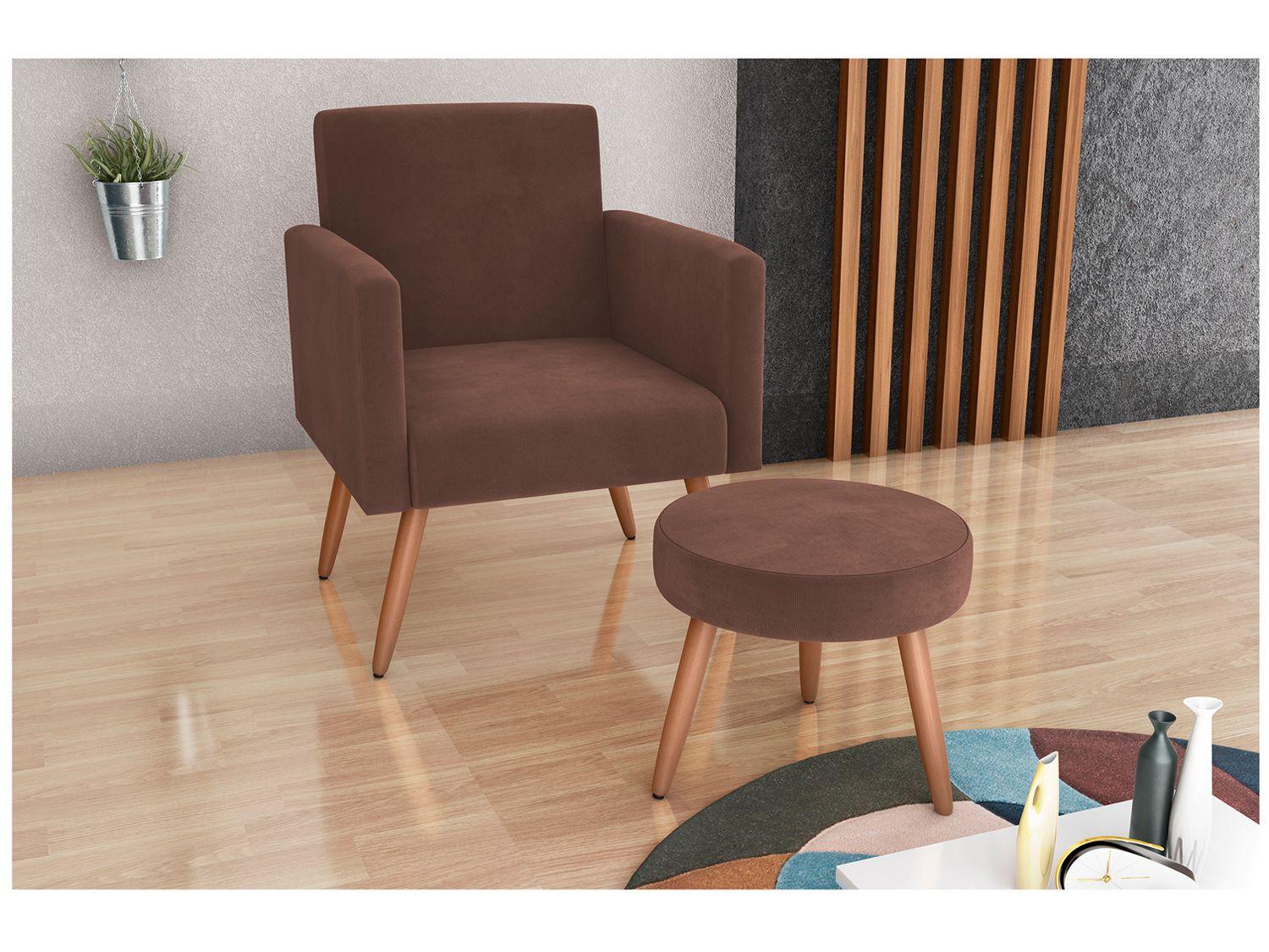 Poltrona Decorativa com Puff Moderno Matrix