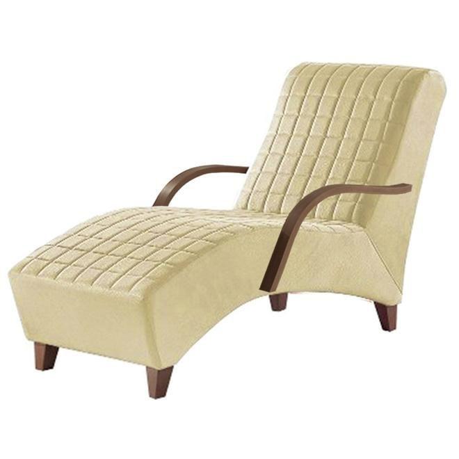 Poltrona Divã Chaise Longue Individual Bege Com Braço Simov Decor