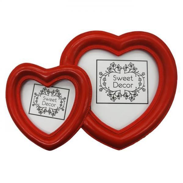 Porta Retrato Dois Coracoes Vermelho Em Resina Zona Livre Porta Retrato Magazine Luiza