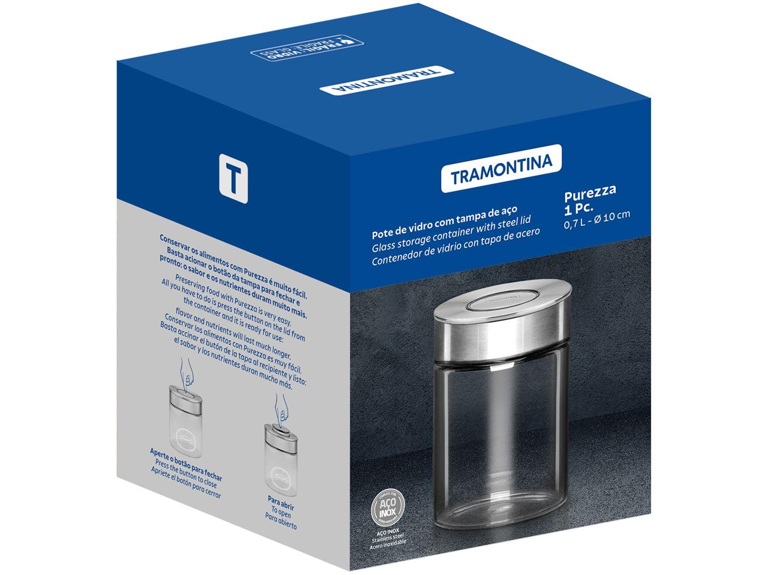 Pote de Vidro Hermético Tramontina com Tampa Redondo 700ml Purezza